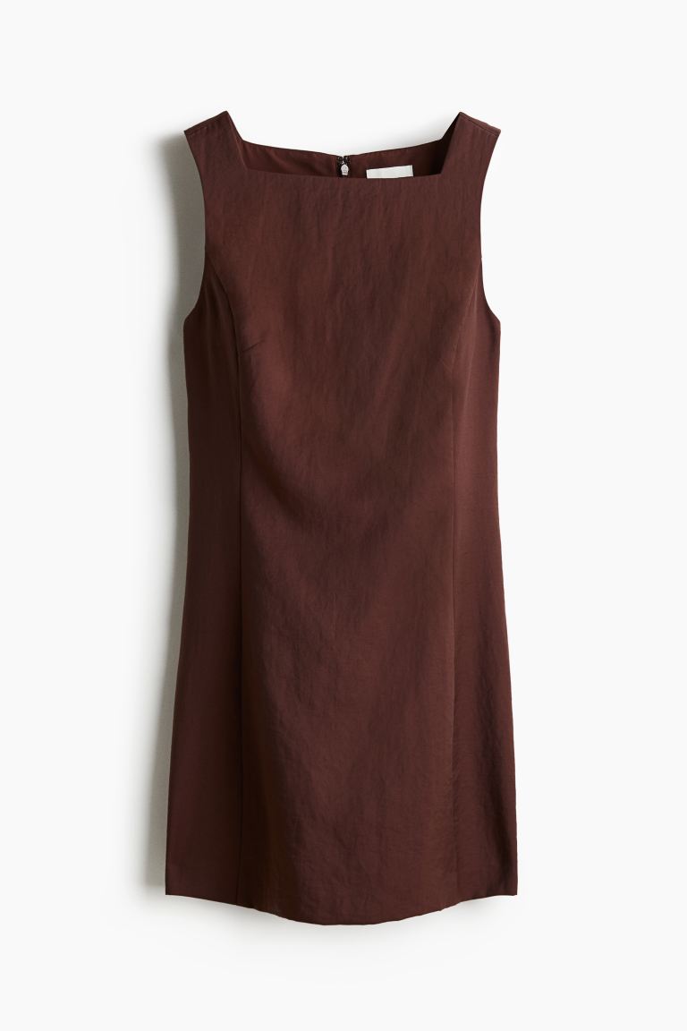 Square-Neck Twill Dress