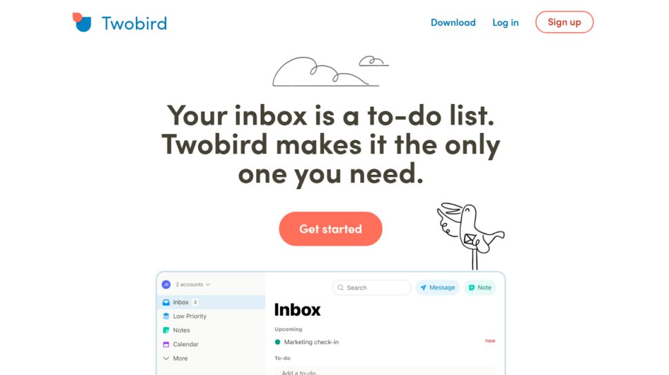 Website screenshot of Twobird (January, 2026)