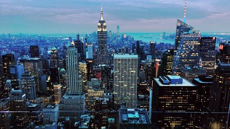 city skyline of emerging markets financial district