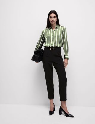 Buckle Detail Straight Leg Trousers