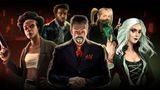 Key art showing the core cast of Nighthawks, most of them vampires: Inez, Maze, Madame Lux, Agatha, and human detective Domino