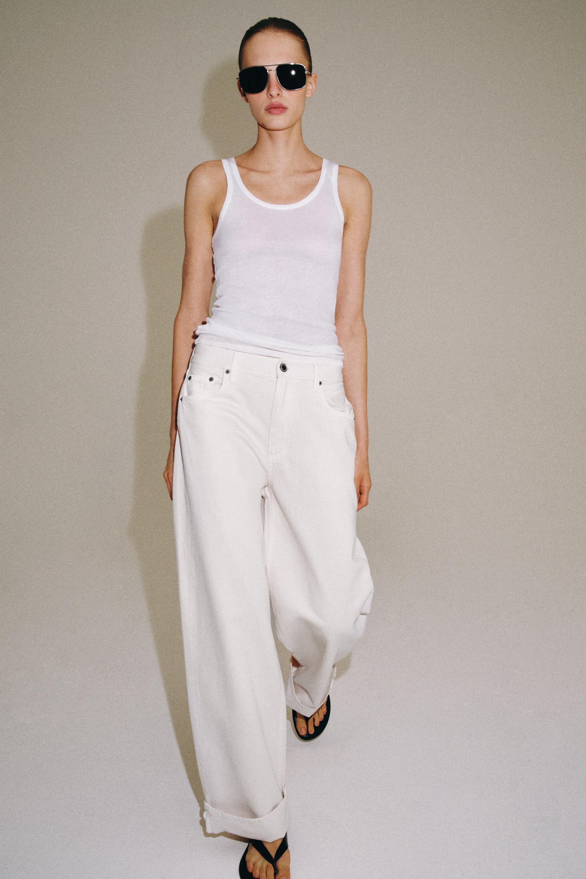Zw Collection Mid-Waist Baggy Jeans - Oyster-White - 6