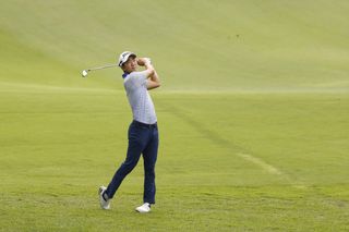 Micheal Kim plays the third hole during the first round of the AT&T Byron Nelson at TPC Craig Ranch