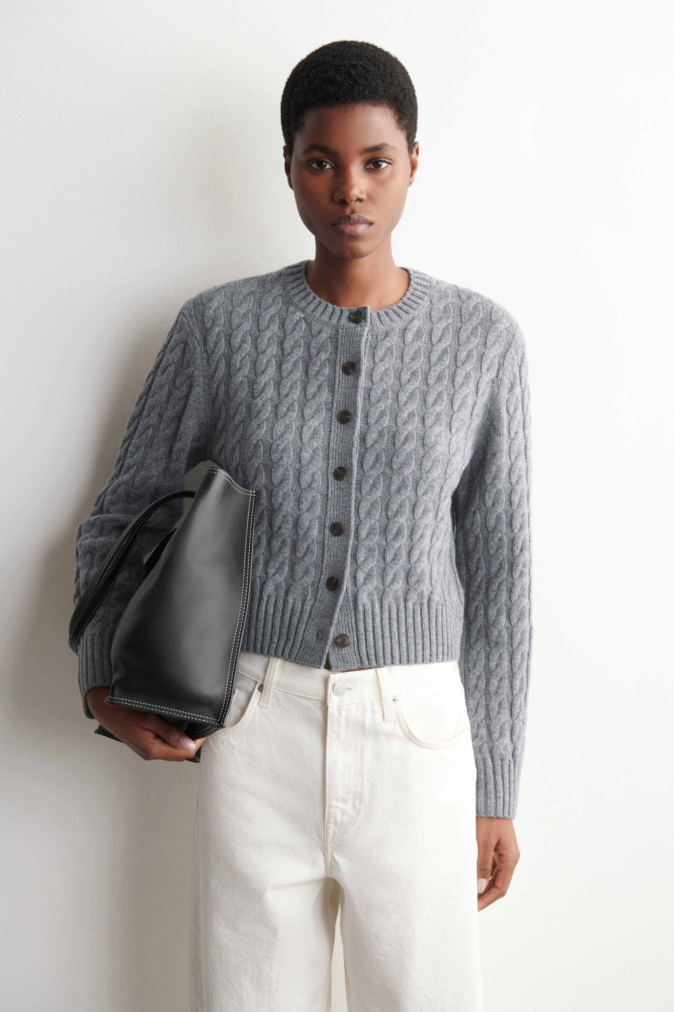 Cable-Knit Merino Wool Cardigan