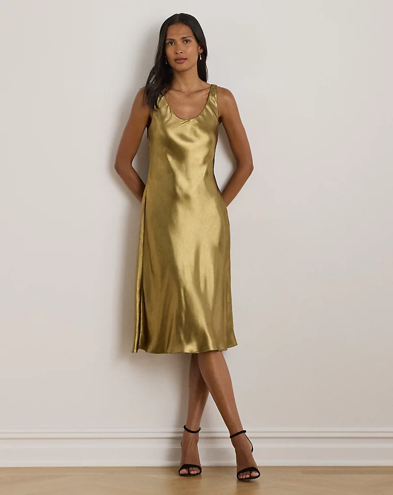Metallic Chiffon Sleeveless Dress