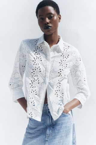 Embroidered Poplin Shirt Zw Collection