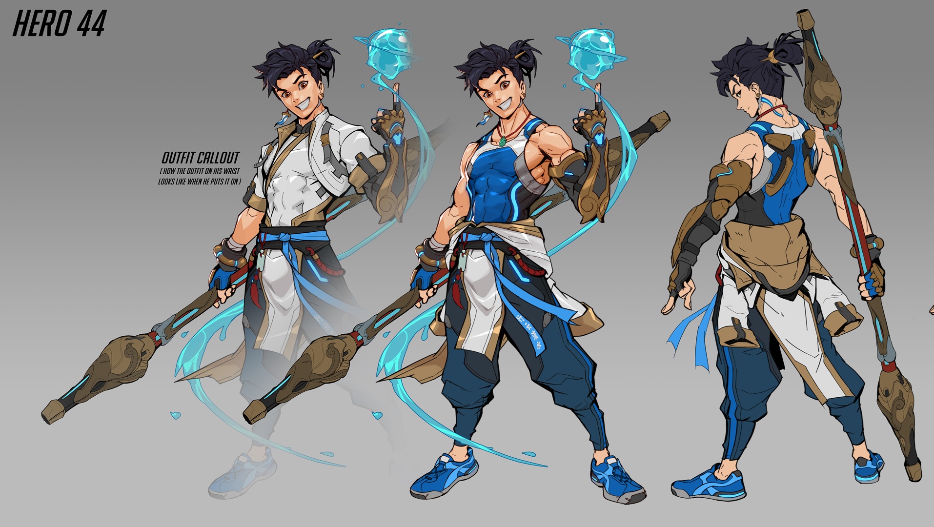 Concept art of a water-wielding Chinese hero for Overwatch 2, codenamed Aqua