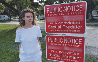In Florida, it’s easy to tell where a sex offender lives because a big red sign declaring the fact is posted outside their home.