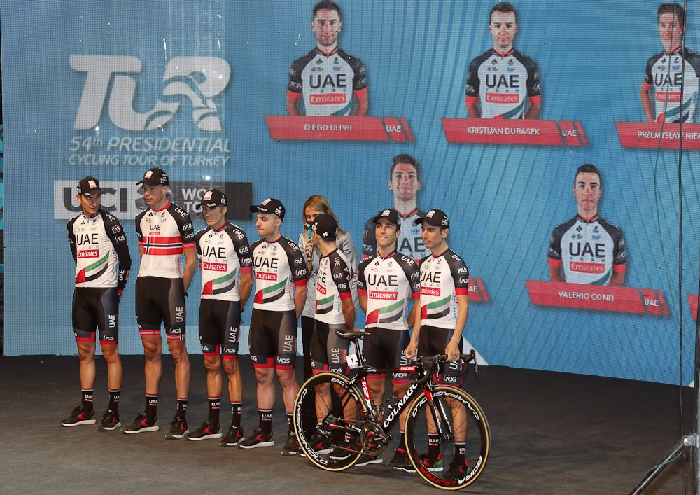 UAE Team Emirates on stage in Turkey