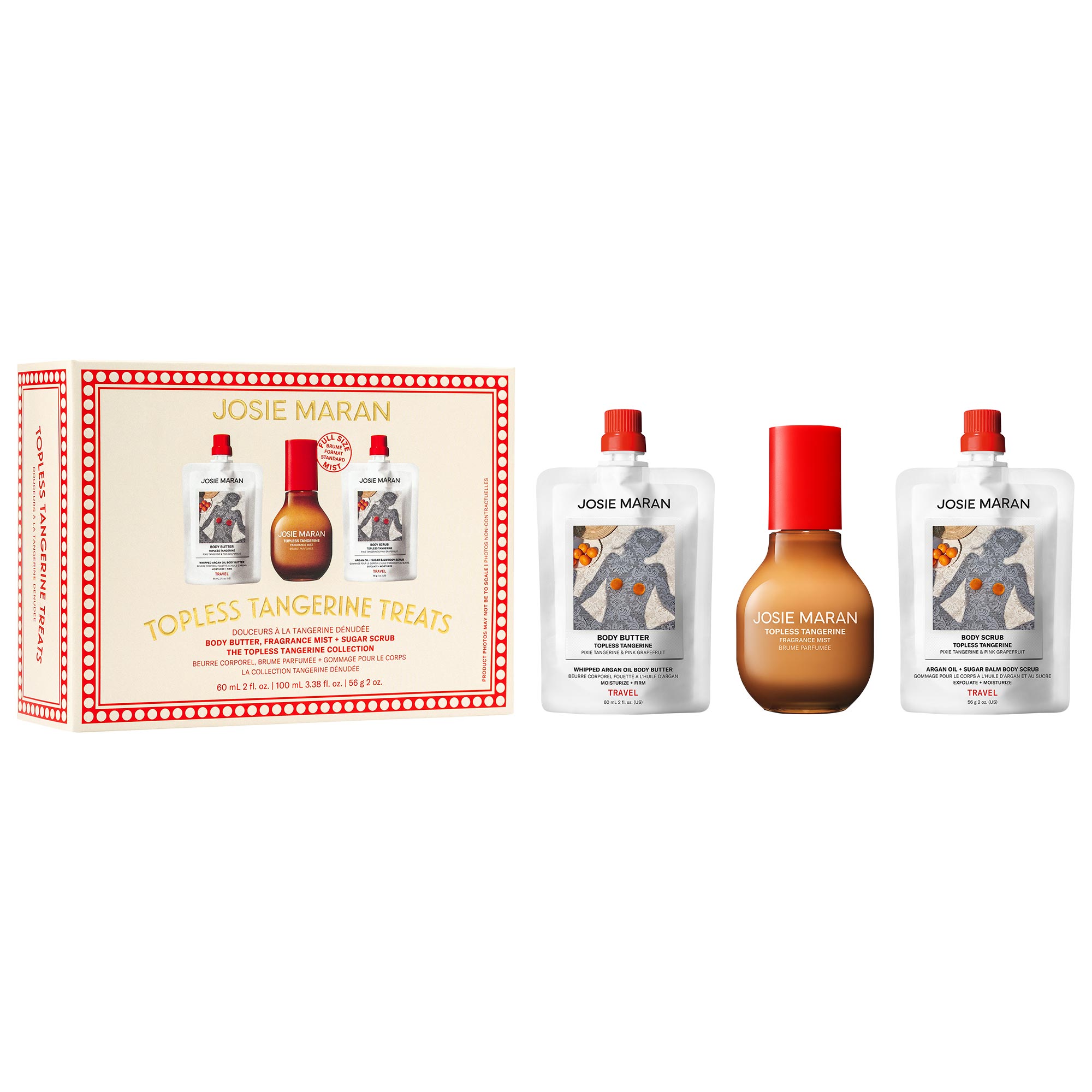 Topless Tangerine Treats Body Butter, Fragrance Mist, Sugar Scrub Gift Set