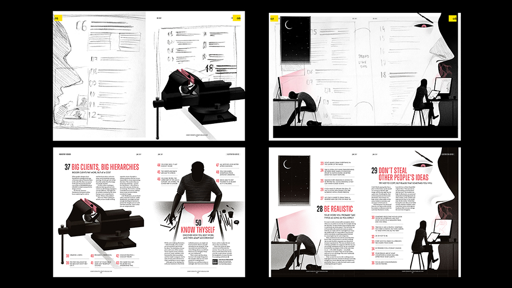 Daniel Stolle worked closely with the CA team, sketching layout roughs for the feature inside