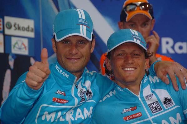 Petacchi and Ongarato after the winning day.
