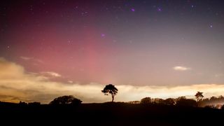 Red auroras from the Mendip Hills in Somerset, UK.