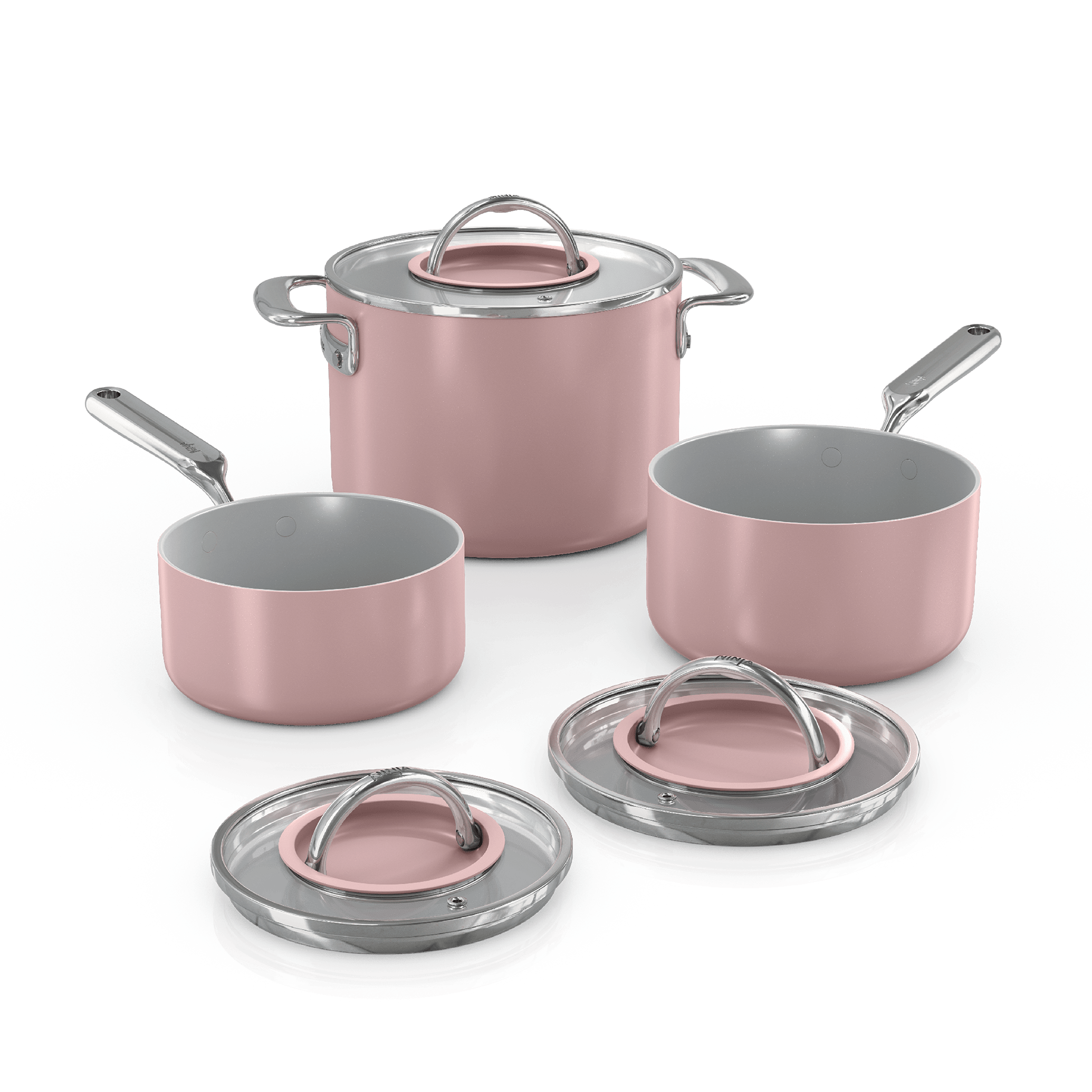 Ninja Neverquit&amp;trade; 6-Piece Ceramic Saucepan Cookware Set in Pink