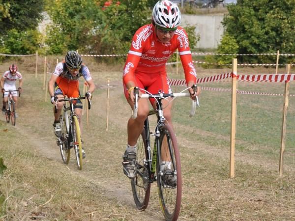 A Budvar rider pushes on during the race.