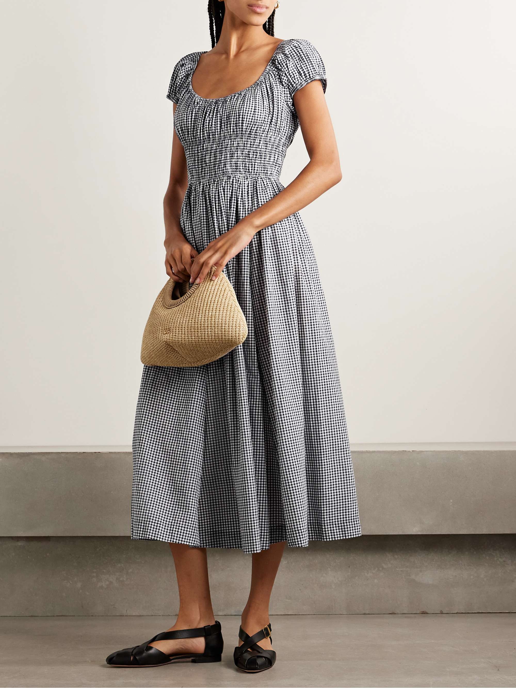 Quinley Shirred Organic Cotton Midi Dress