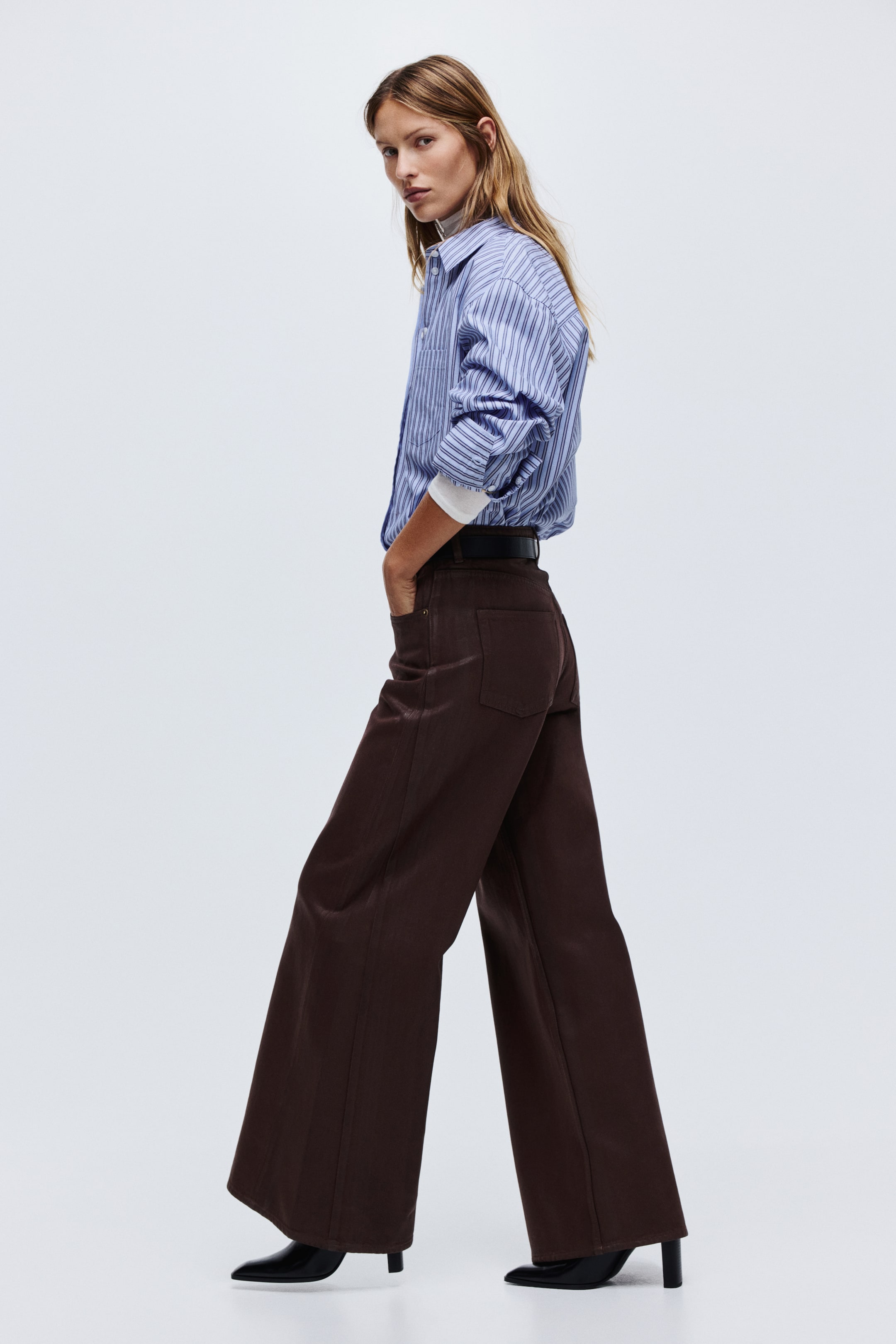 Wide High Jeans - Dark Brown