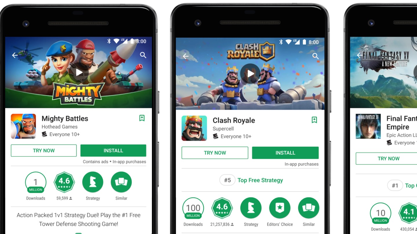 Google Play Instant games let you play first, download later