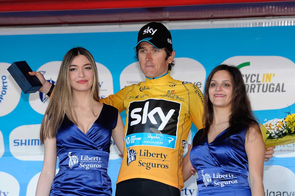 Thomas in yellow on the podium.