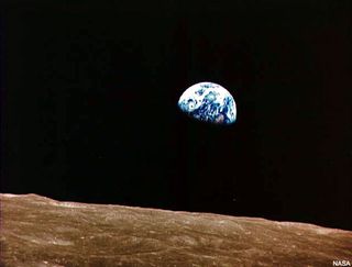 "Earthrise" seen by the Apollo 8 astronauts in December 1968.