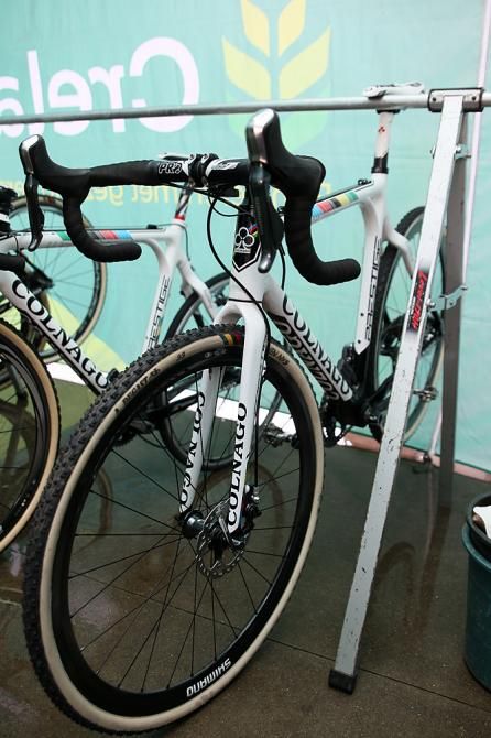 A pair of disc brake equipped Colnago Prestiges await Sven Nys before the Superprestige in Hamme-Zogge