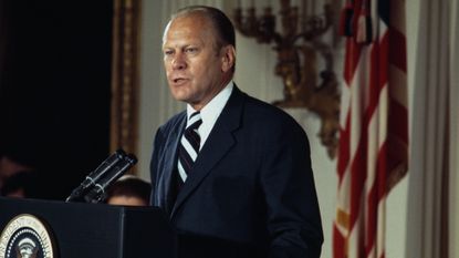 President Gerald Ford (1913 - 2006) delivers a speech after taking his presidential oath in the East Room of the White House in Washington on August 9th, 1974