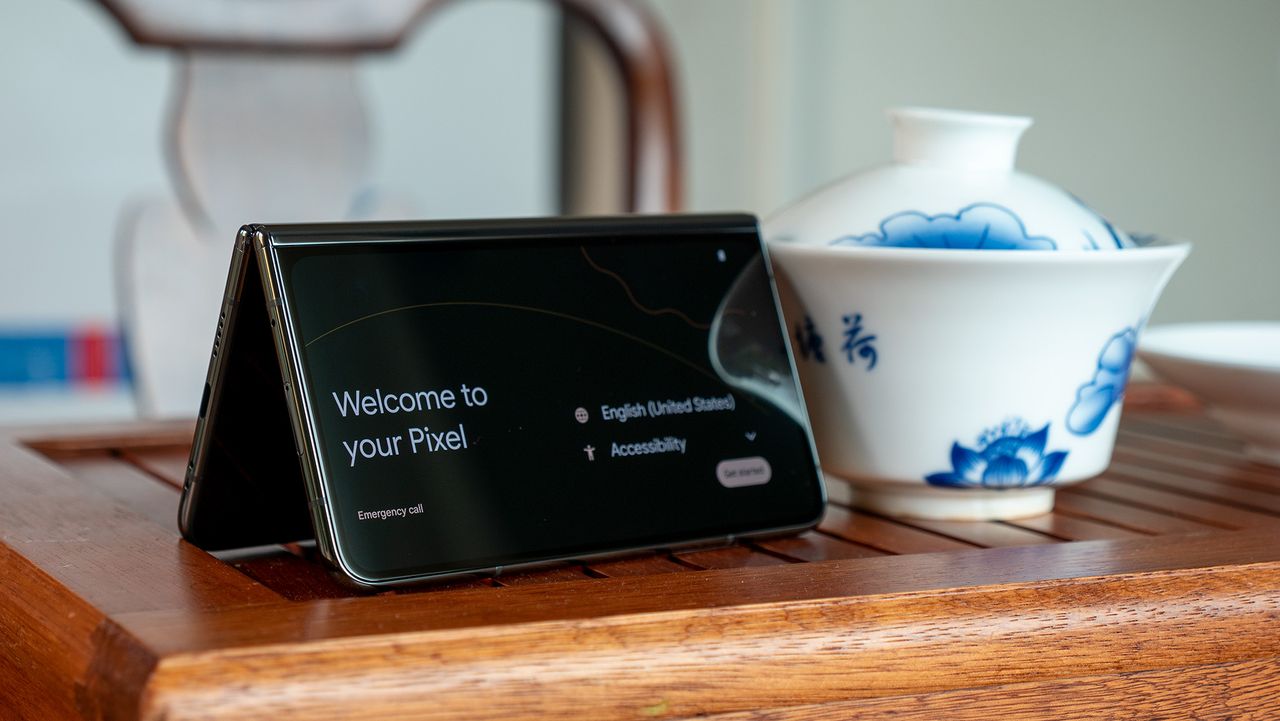 The Google Pixel Fold in tent mode