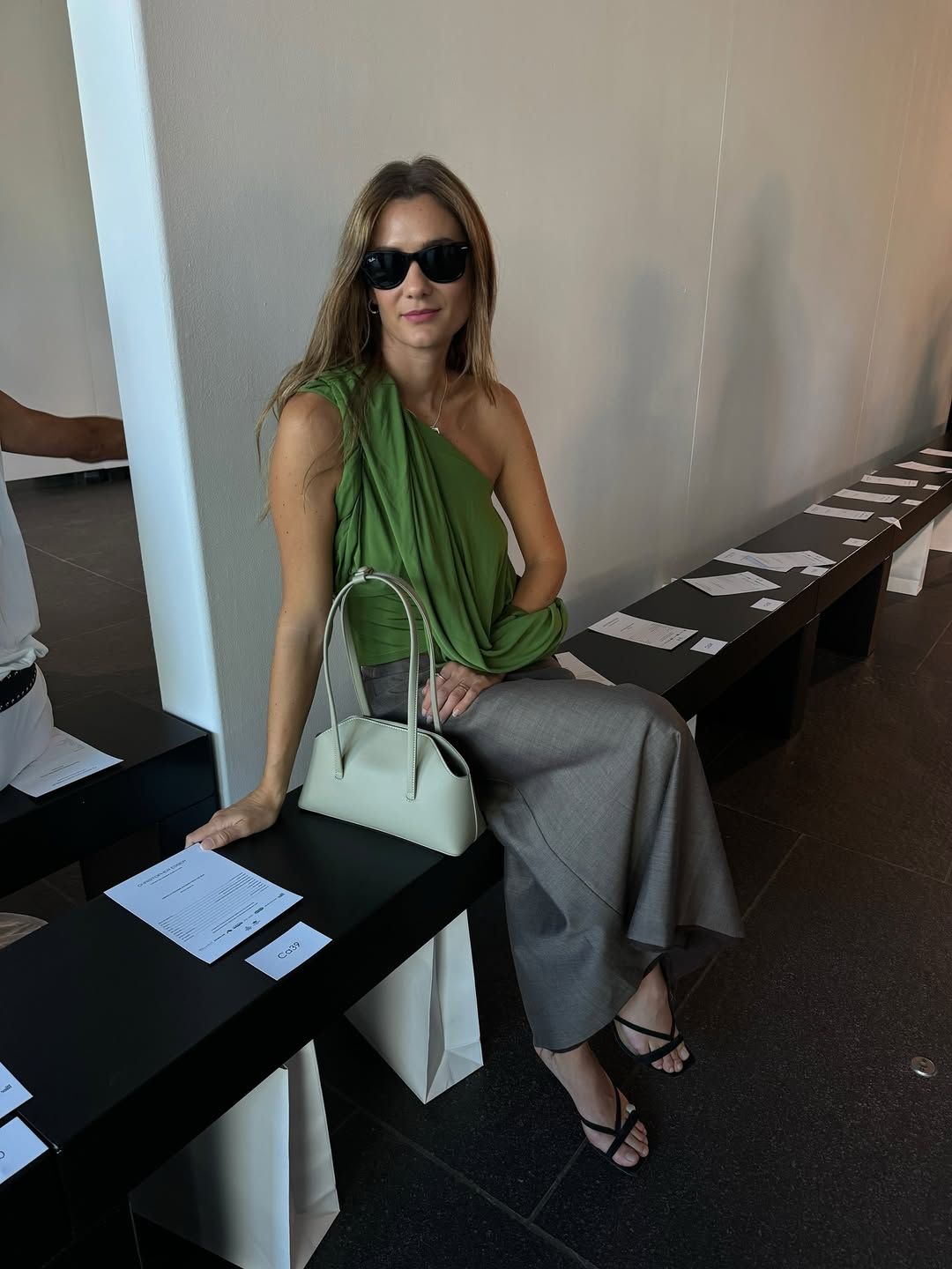Green off the shoulder top