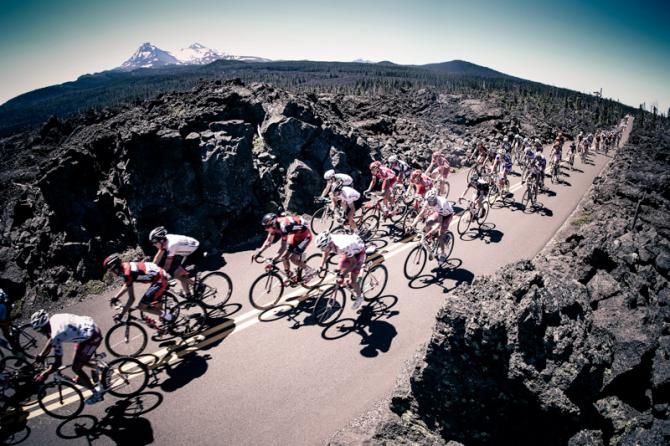 The field rides through the lava fields of McKenzie Pass.