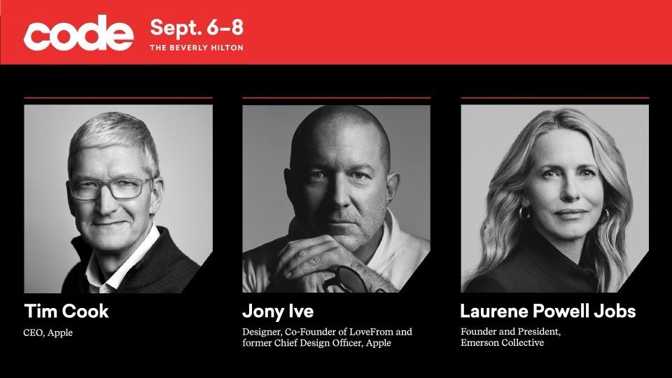 Tim Cook, Jony Ive, and Laurene Powell Jobs