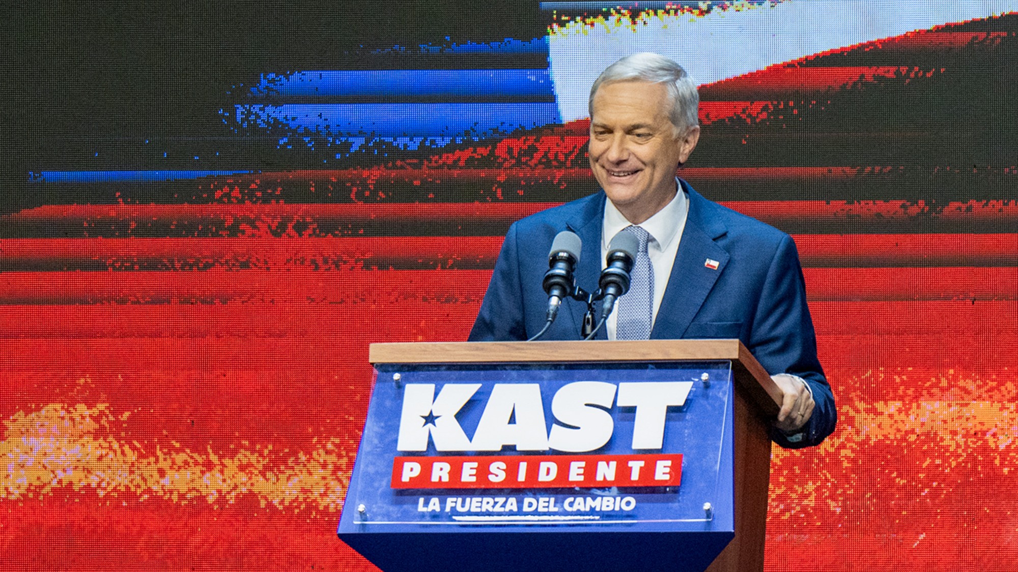 Chilean President-elect Jos&eacute; Antonio Kast speaks following his election victory.