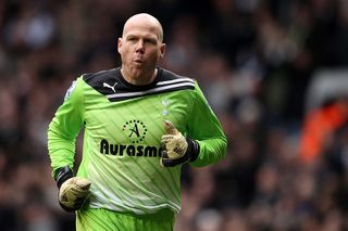 Brad Friedel of Spurs in action during the Barclays Premier League match between Tottenham Hotspur and Blackburn Rovers at White Hart Lane on April 29, 2012 in London, England.