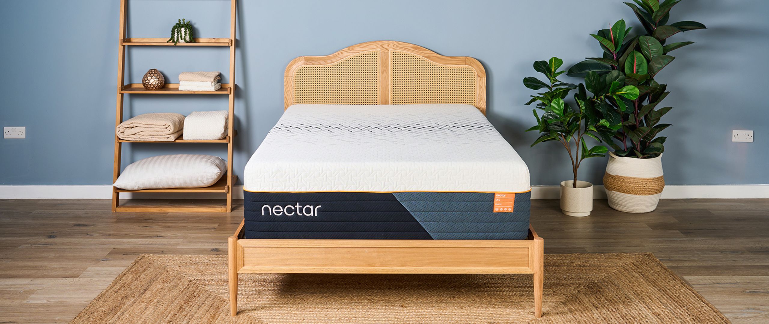 The Nectar Ultra Hybrid mattress on a wooden bed frame in the Tom's Guide Sleep Studio, ready for testing