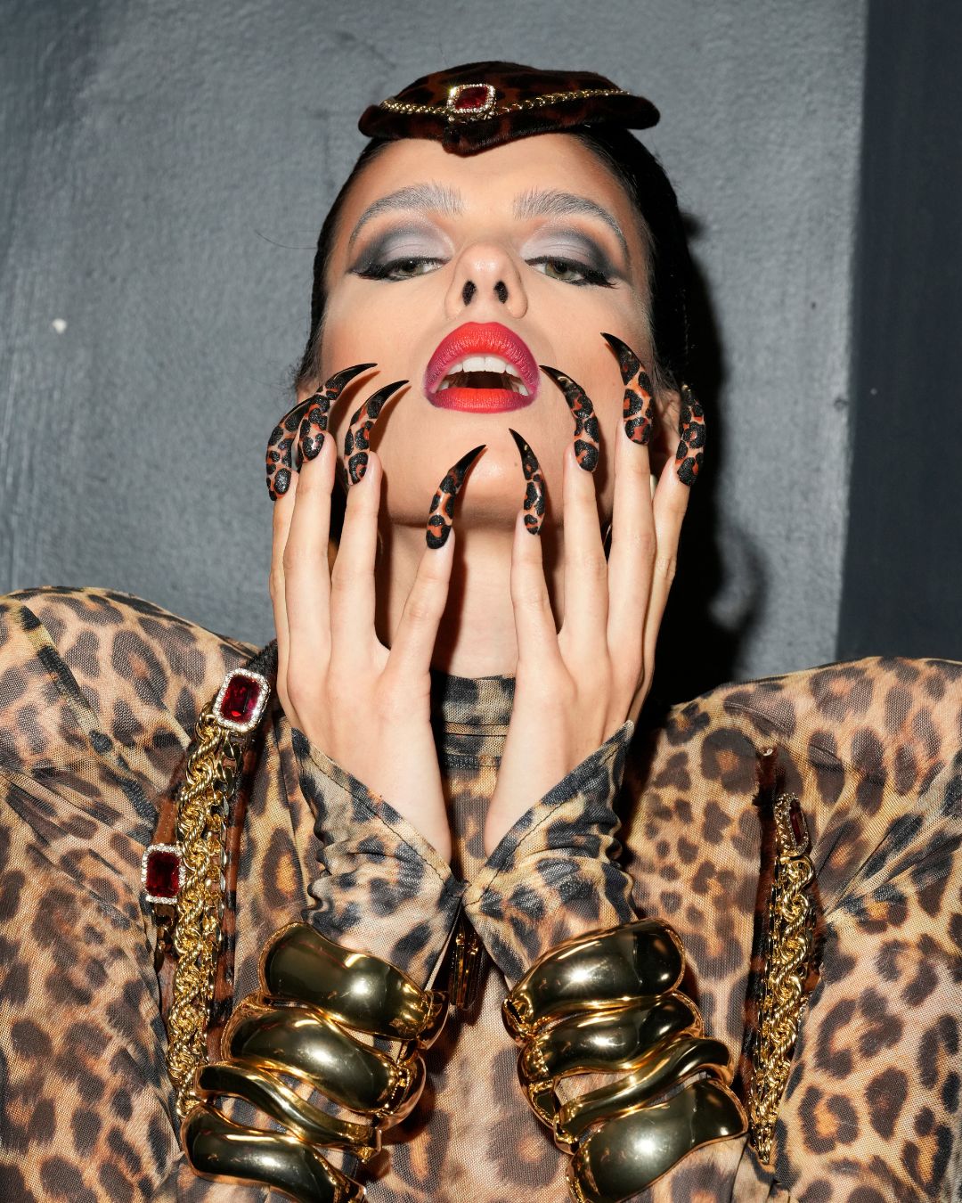 An image of the cheetah nails backstage at The Blonds spring/summer 26.