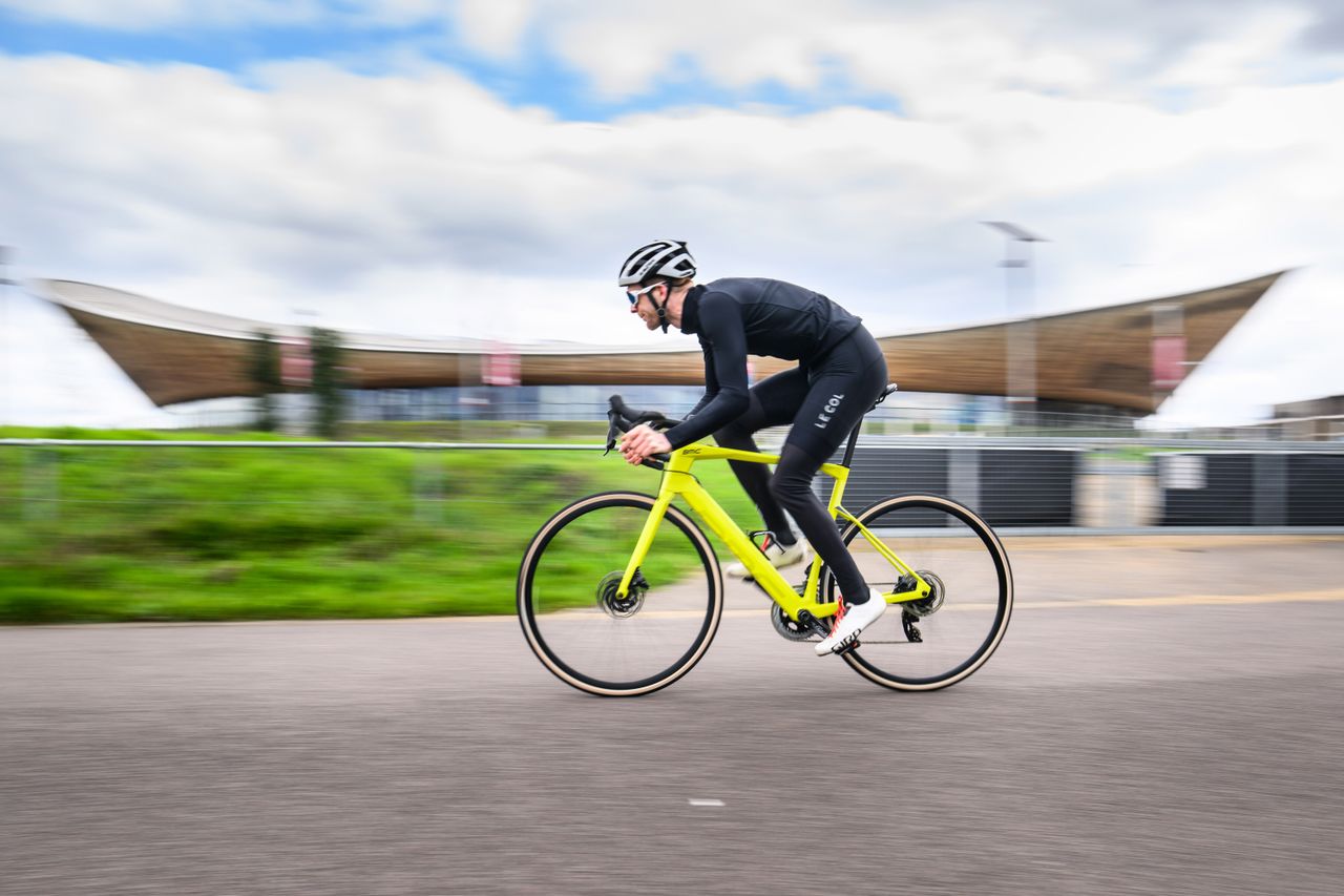 Ed Clancy racing a BMC at the London Olympic velopark