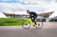 Ed Clancy racing a BMC at the London Olympic velopark