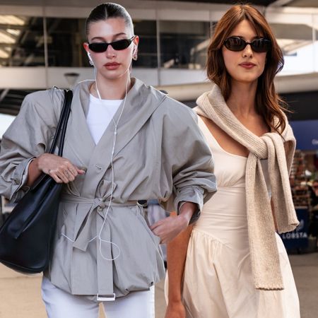 collage of celebrity summer airport outfits