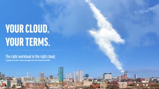 Whitepaper cover with title over an image of a city with a lightning bolt shaped cloud above in the blue sky