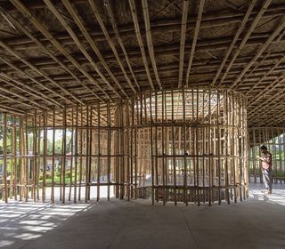 interior of bamboo made Northeast Pavilion