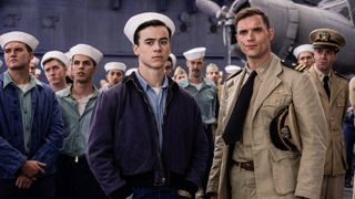 Keean Johnson and Ed Skrein in "Midway" (2019)