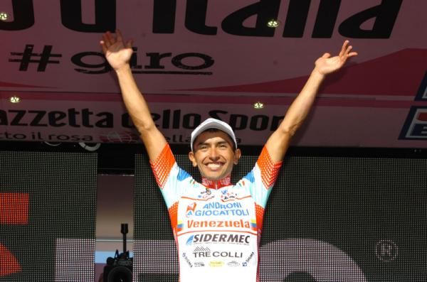 Miguel Rubiano (Androni Giocattoli) on the podium