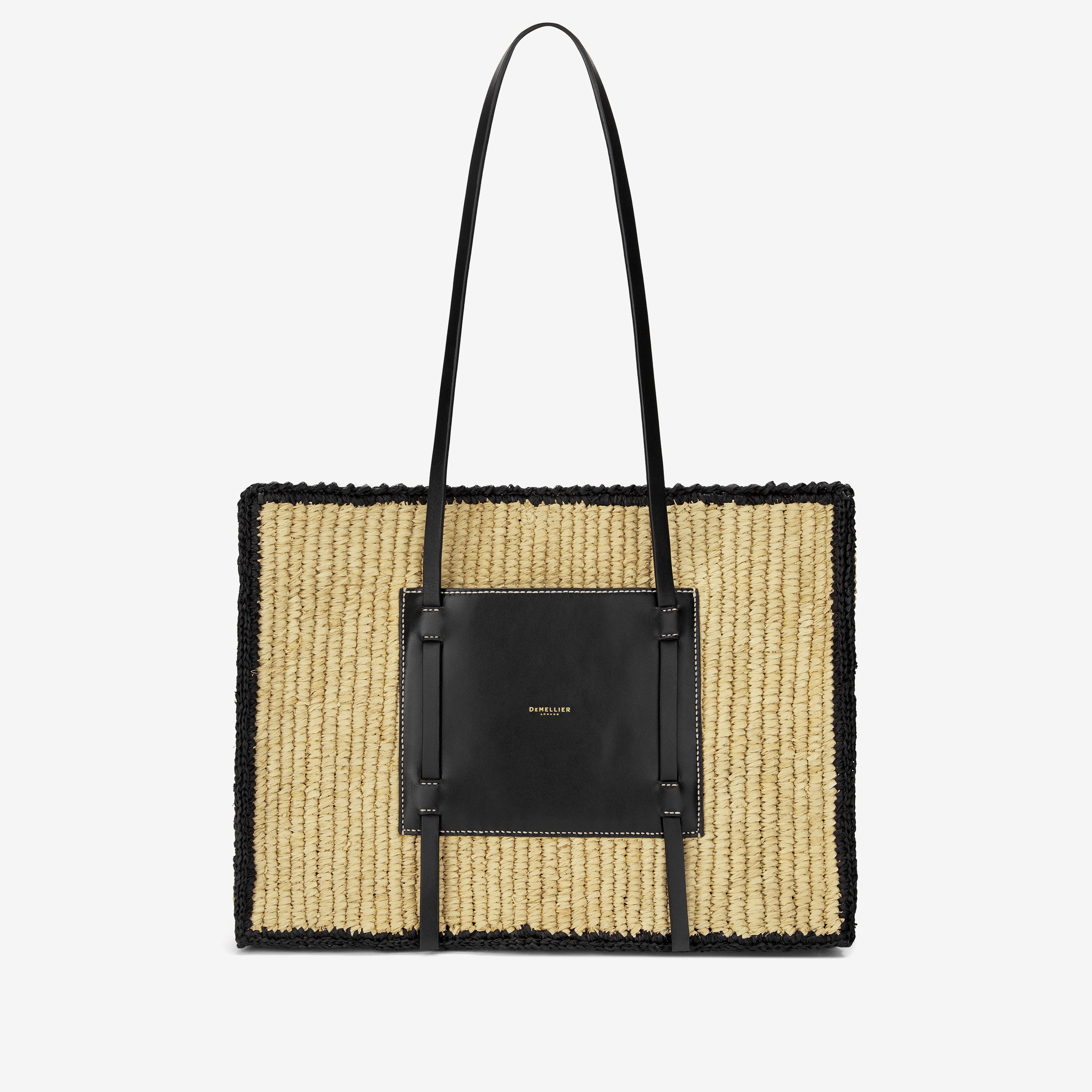 The Capri | Natural Raffia & Black Smooth | Demellier