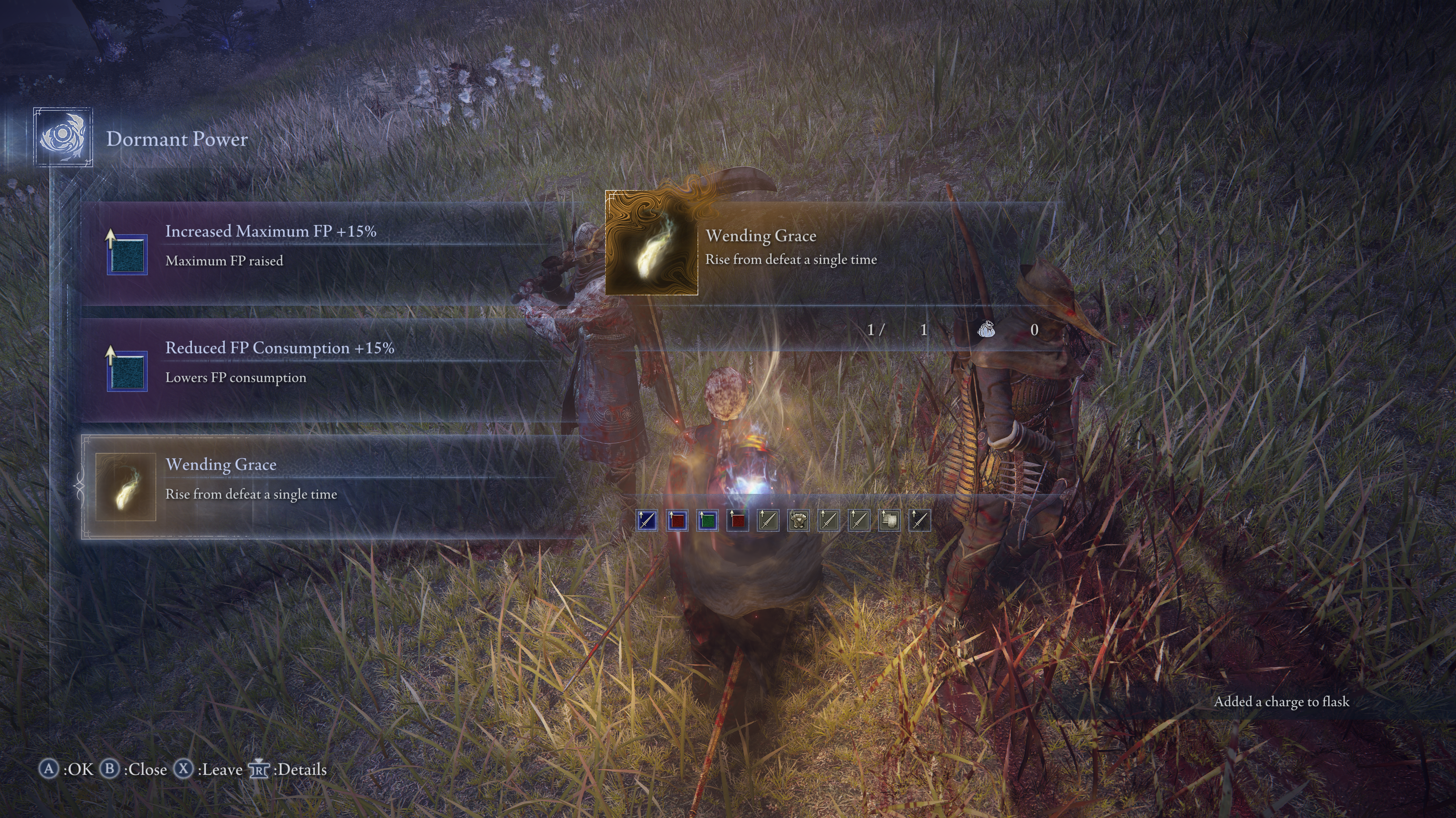 An Elden Ring Nightreign character looks through a set of item rewards after a boss