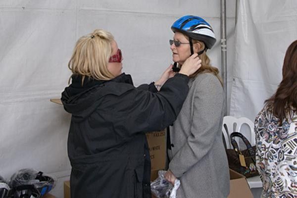 The City of San Jose was actually handing out free helmets to whomever wanted one and even made sure they were fit properly.
