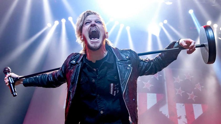 Erik Grönwall onstage with Skid Row