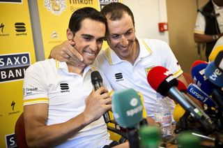 Alberto Contador and Ivan Basso at a Tinkoff team press conference