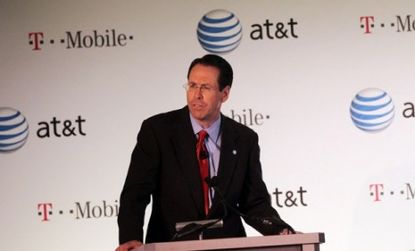 AT&T President Randall Stephenson during the T-Mobile acquisition announcement, March 2011