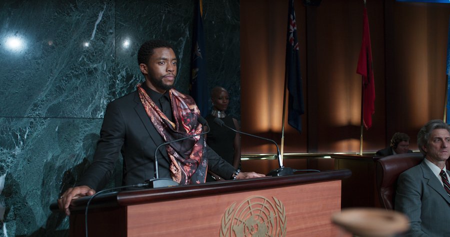 T&#039;Challa at the United Nations in Black Panter