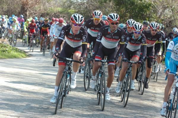 Danielle Bennati licks his lips as he grimaces in defense of Chris Horner's overnight lead.