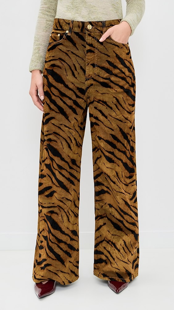 Ganni Printed Flock Denim Baggy Jeans